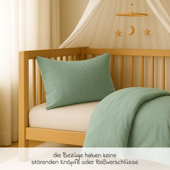 Makian Bettwäsche 100 x 135 cm / 40 x 60 cm - Uni - Icegreen