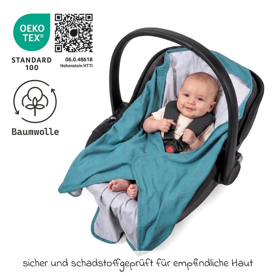 Makian Einschlagdecke leichte Jerseydecke - für Babyschale & Kinderwagen 80 x 80 cm - Patina Mint