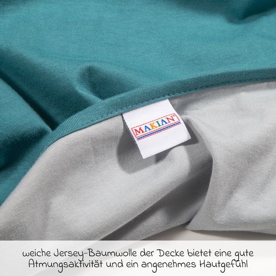 Makian Einschlagdecke leichte Jerseydecke - für Babyschale & Kinderwagen 80 x 80 cm - Patina Mint