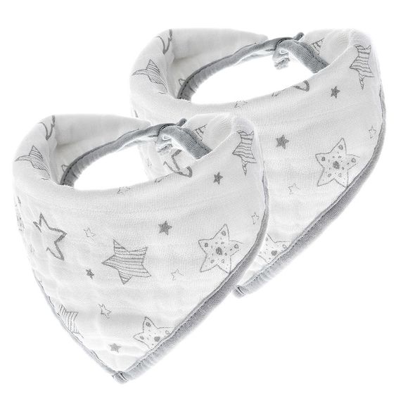 Makian Halstuch 2er Pack - Crazy Stars - Grau Weiß
