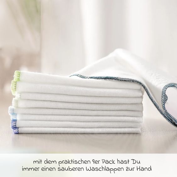 Makian Molton Flanell Baby Waschlappen 9er Pack 30 x 30 cm - Blau Grün