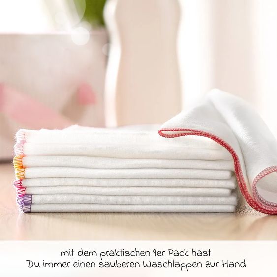 Makian Molton Flanell Baby Waschlappen 9er Pack 30 x 30 cm - Rosa Pink