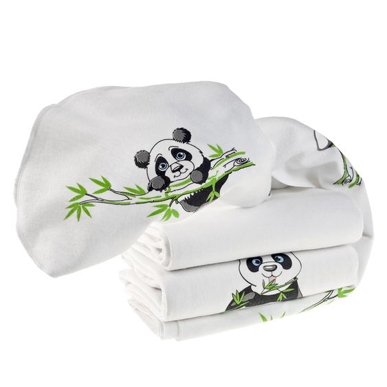 Makian Moltontuch 3er Pack - Panda - Weiß