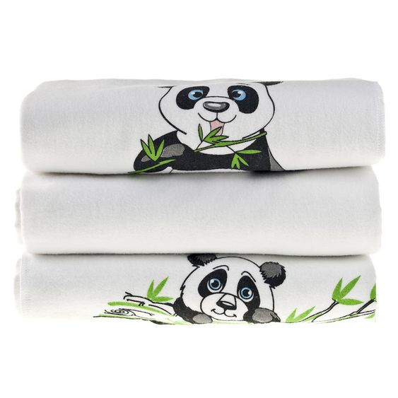 Makian Moltontuch 3er Pack - Panda - Weiß