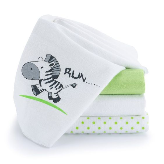 Makian Moltontuch 4er Pack - Zebra Weiß Grün