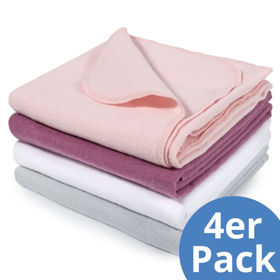 Makian Molleton cloth / molleton diaper 4-pack 80 x 80 cm - orchid / powder