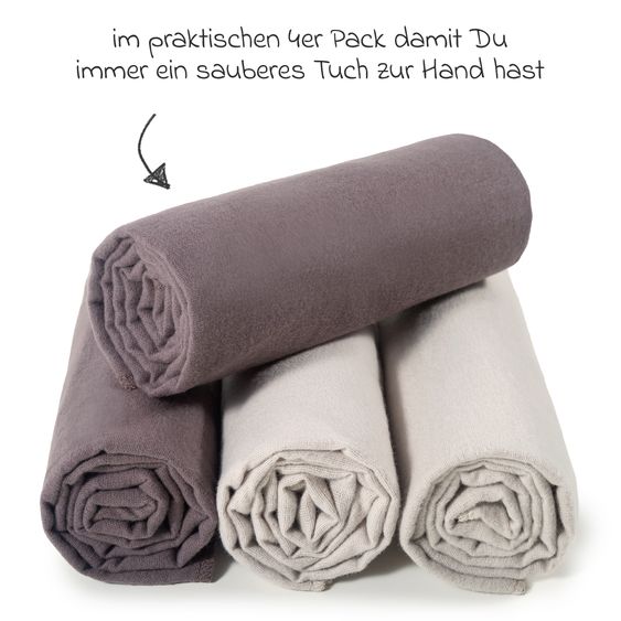 Makian Moltontücher Confezione da 4 pezzi 80 x 80 cm - Beige / Choco