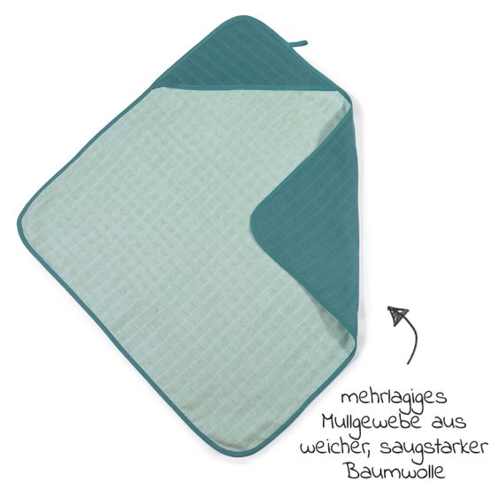 Makian Mull-Kapuzenbadetuch 70 x 70 cm - Patina / Mint
