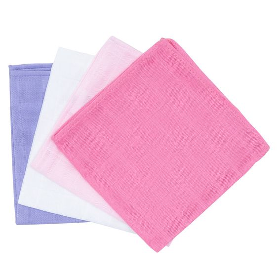 Makian Mull-Waschlappen / Pflegetuch 4er Pack 30 x 30 cm - Pink Lila