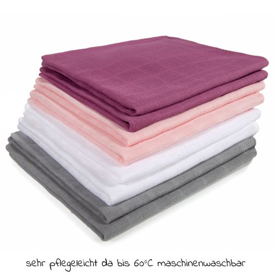 Makian Gauze washcloth / care cloth 8 pack 30 x 30 cm - orchid / powder