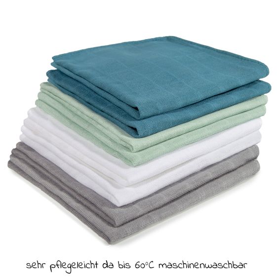 Makian Mull-Waschlappen / Pflegetuch 8er Pack 30 x 30 cm - Patina / Mint