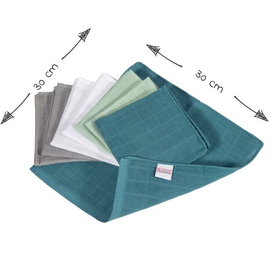 Makian Mull-Waschlappen / Pflegetuch 8er Pack 30 x 30 cm - Patina / Mint