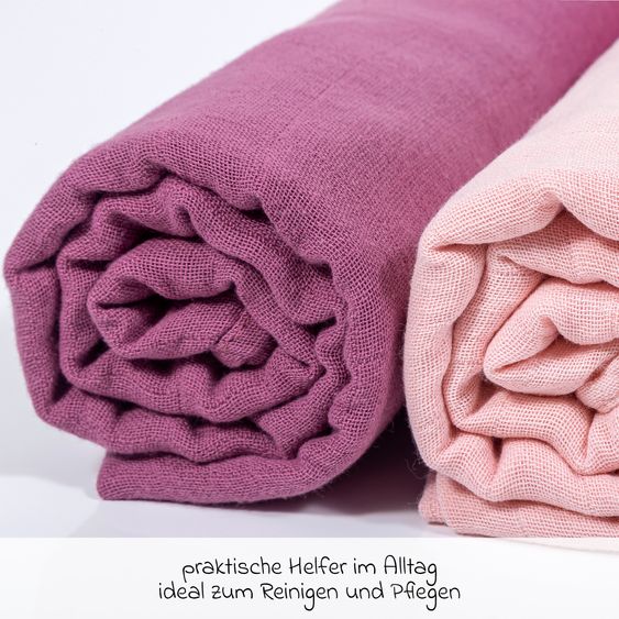 Makian Mulltuch / Pucktuch 2er Pack 120 x 120 cm - Orchidee Puder