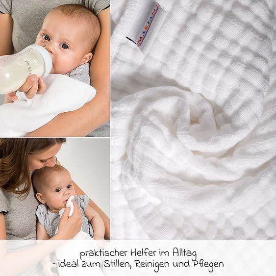Makian Mulltuch / Spucktuch / Pflegetuch 10er Pack 30 x 30 cm - Weiß