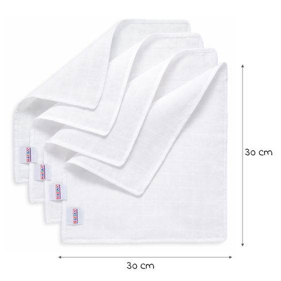 Makian Mulltuch / Spucktuch / Pflegetuch 10er Pack 30 x 30 cm - Weiß