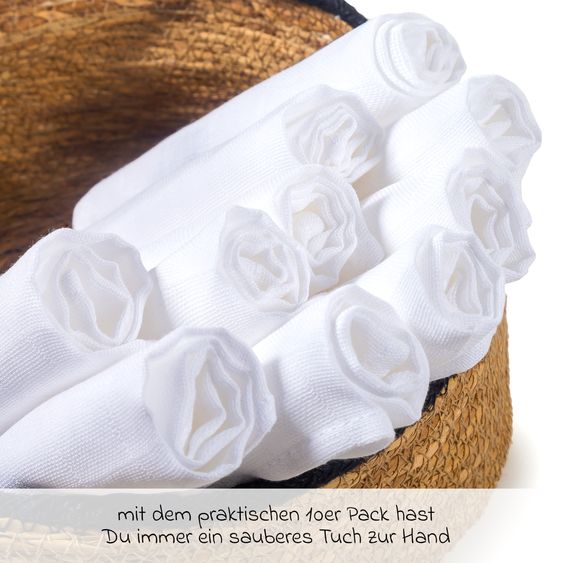 Makian Mulltuch / Spucktuch / Pflegetuch 10er Pack 30 x 30 cm - Weiß