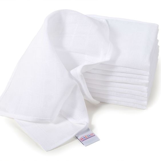 Makian Mulltuch / Spucktuch / Pflegetuch 10er Pack 30 x 30 cm - Weiß