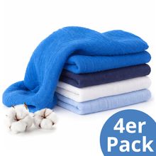Mulltuch / Spucktuch / Pflegetuch 4er Pack 30 x 30 cm - Hellblau / Royalblau / Marine
