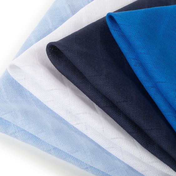 Makian Mulltuch / Spucktuch / Pflegetuch 4er Pack 30 x 30 cm - Hellblau / Royalblau / Marine