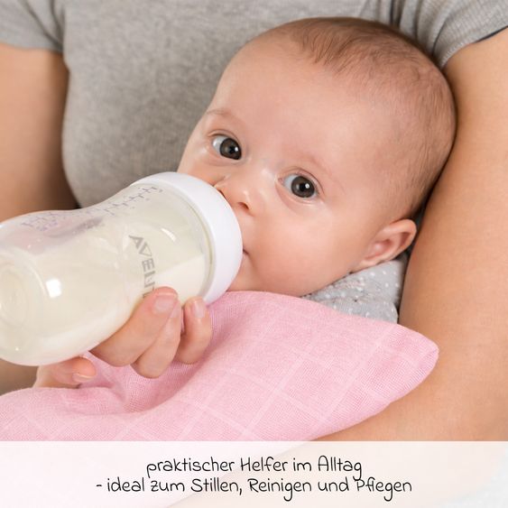 Makian Mulltuch / Spucktuch / Pflegetuch 4er Pack 30 x 30 cm - Lila / Puder