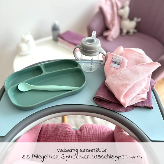 Makian Mulltuch / Spucktuch / Pflegetuch 4er Pack 30 x 30 cm - Lila / Puder