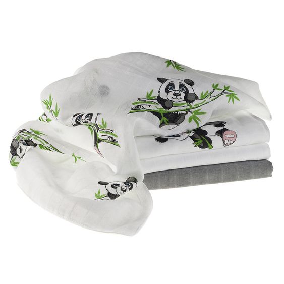 Makian Mullwindel 4er Pack - Panda - Weiß