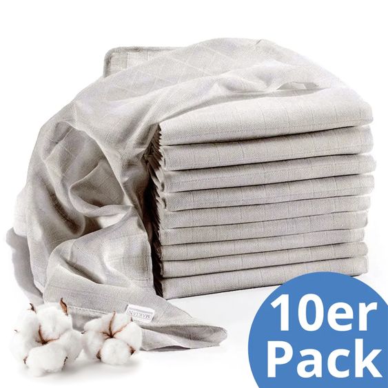 Makian Gauze diaper / gauze cloth 10 pack 80 x 80 cm - Gray