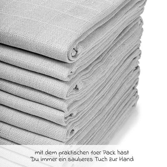 Makian Gauze diaper / gauze cloth 10 pack 80 x 80 cm - Gray