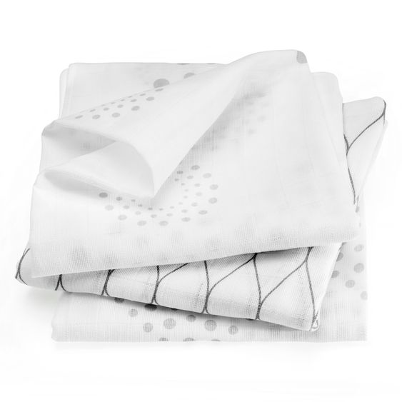 Makian Gauze diaper / gauze cloth 3-pack 80 x 80 cm - Modern Design - Gray White