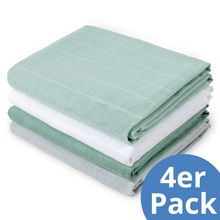 Mullwindel / Mulltuch 4er Pack 70 x 70 cm - Weiß / Mint / Iceberg Green / Grau