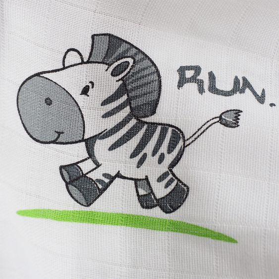 Makian Mullwindel / Mulltuch 4er Pack 80 x 80 cm - Zebra Weiß Grün