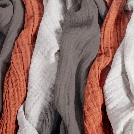 Makian Pannolino di mussola / panno di mussola confezione da 6 pezzi 70 x 70 cm - Terracotta / Beige / Moka