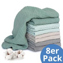 Mullwindel / Mulltuch 8er Pack 70 x 70 cm - Iceberg Green / Mint / Beige / Taupe