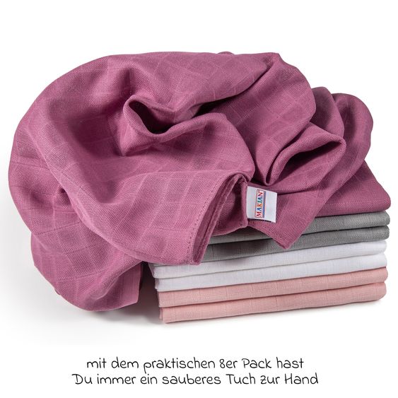 Makian Mullwindel / Mulltuch 8er Pack 80 x 80 cm - Orchidee / Puder