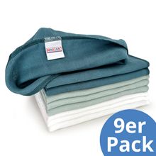 Mullwindel / Mulltuch / Spucktuch / Pflegetuch 9er Pack 40 x 40 cm - Patina / Mint / Weiß