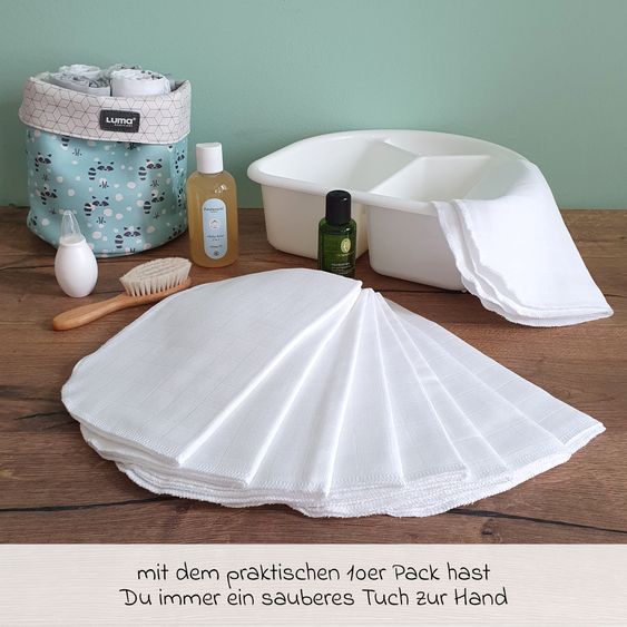 Makian Mullwindeln / Mulltücher / Spucktücher 10er Pack 35 x 50 cm - Weiß