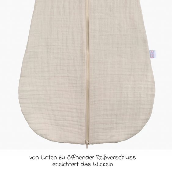 Makian Musselin-Schlafsack - Beige - Gr. 90 cm