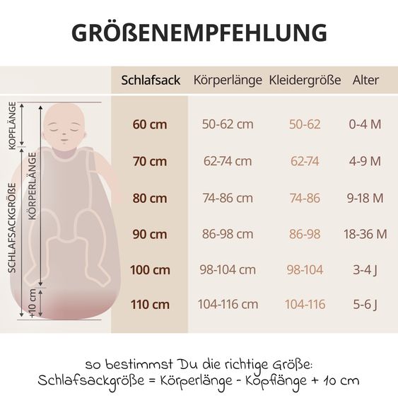 Makian Musselin-Schlafsack - Greige - Gr. 60 cm