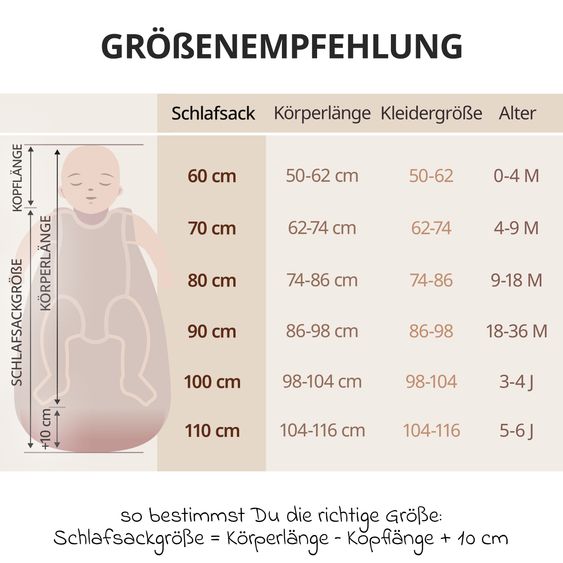 Makian Musselin-Schlafsack - Greige - Gr. 70 cm