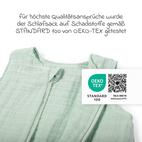 Makian Musselin-Schlafsack - Mint - Gr. 80 cm