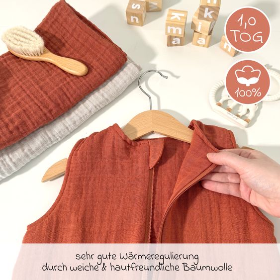 Makian Muslin sleeping bag - Terracotta - Size 90 cm