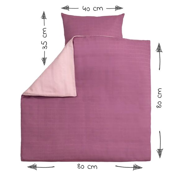 Makian Reversible bedding gauze 80 x 80 / 35 x 40 cm - Orchid / Powder