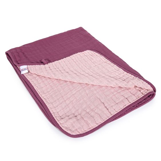 Makian Reversible cuddle blanket / baby blanket gauze 4-ply 70 x 100 cm - orchid powder