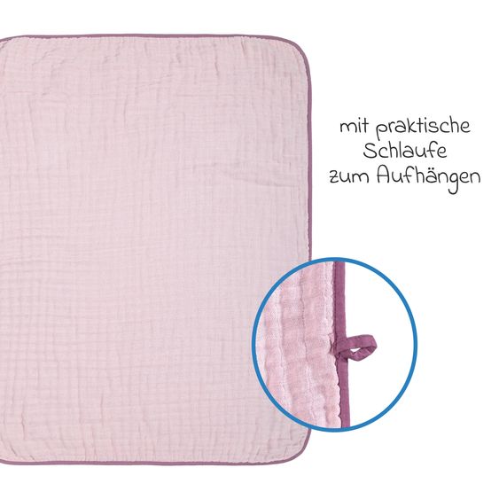 Makian Reversible cuddle blanket / baby blanket gauze 4-ply 70 x 100 cm - orchid powder