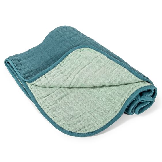 Makian Reversible blanket / baby blanket gauze 4-ply 70 x 100 cm - Patina Mint