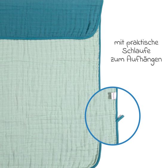 Makian Coperta reversibile / Coperta per bambini a 4 strati di garza 70 x 100 cm - Patina Mint