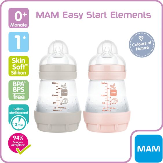 MAM 10-tlg. Starter-Set Easy Start Anti-Colic Elements - Rosa Grau