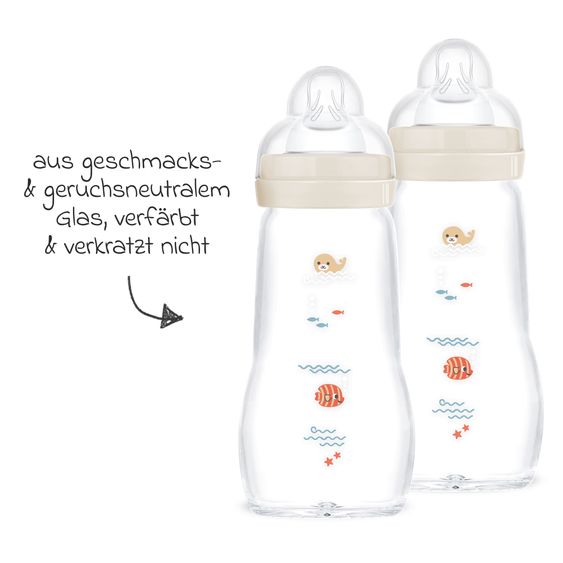 MAM 4-pc. Bottle Set Feel Good Glass Bottle - Beige
