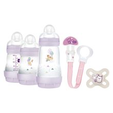 5-tlg. Starter Set Welcome to the world - 3 PP-Flaschen Easy Start Anti-Colic, Schnuller Start & Schnullerkette - Lila