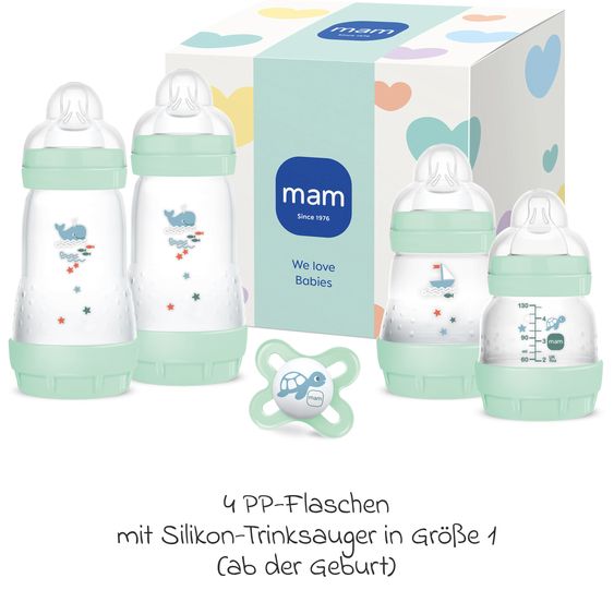 MAM 6-tlg. Neugeborenen Flaschen-Set Easy Start Anti-Colic - Mint